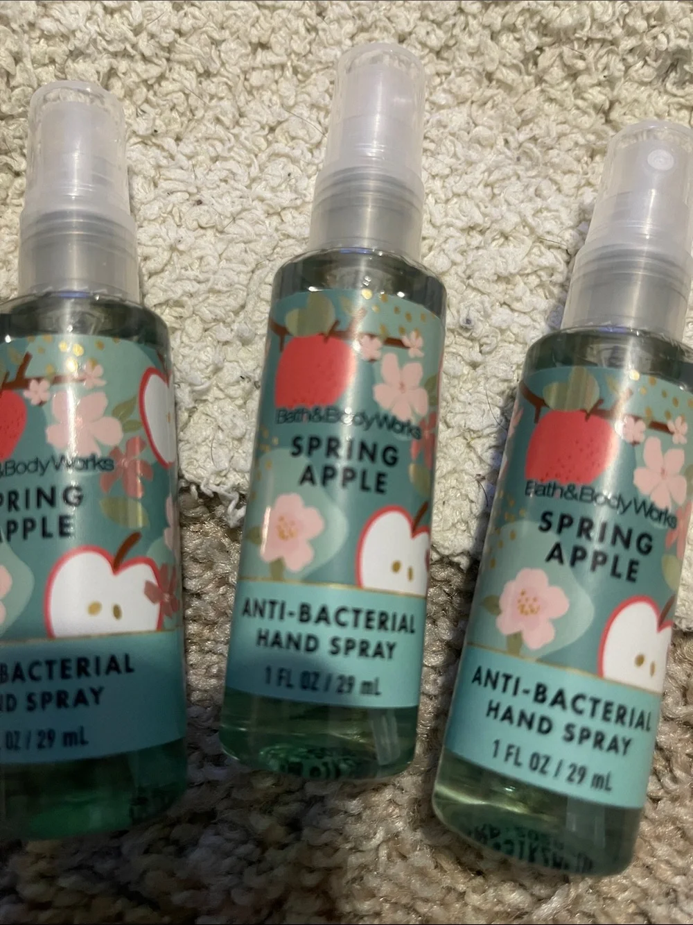 NEW- Bath & Body Works- 3 Anti Bacterial Hand Spray- Spring Apple